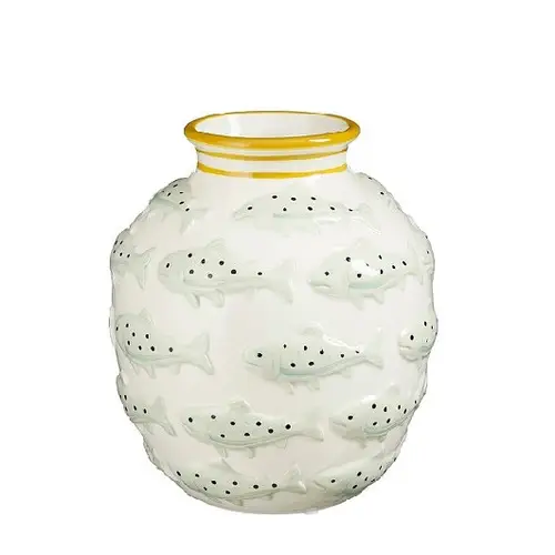 Keramik Vase Fishes creme D18cm H21cm