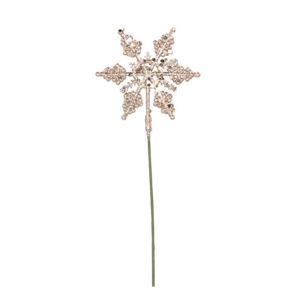 Schneeflocke auf Stab Cozy Shine champagne L25cm x24 