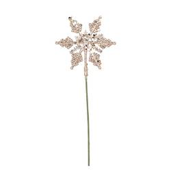 Schneeflocke auf Stab Cozy Shine champagne L25cm x24 