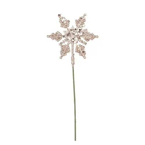 Schneeflocke auf Stab Cozy Shine champagne L25cm x24 