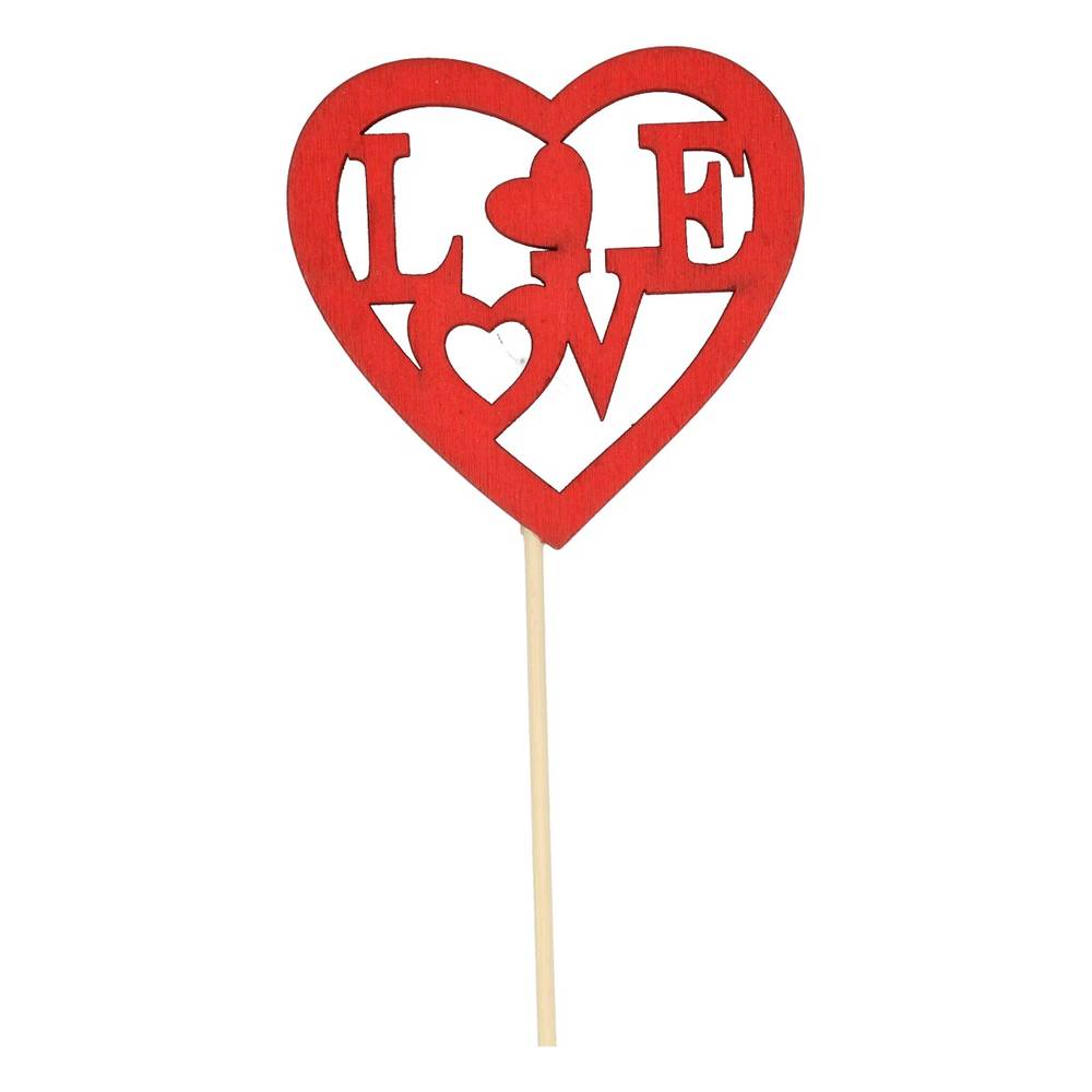 Herz auf Stab Love rot D08cm H50cm