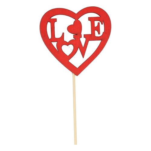 Herz auf Stab Love rot D08cm H50cm