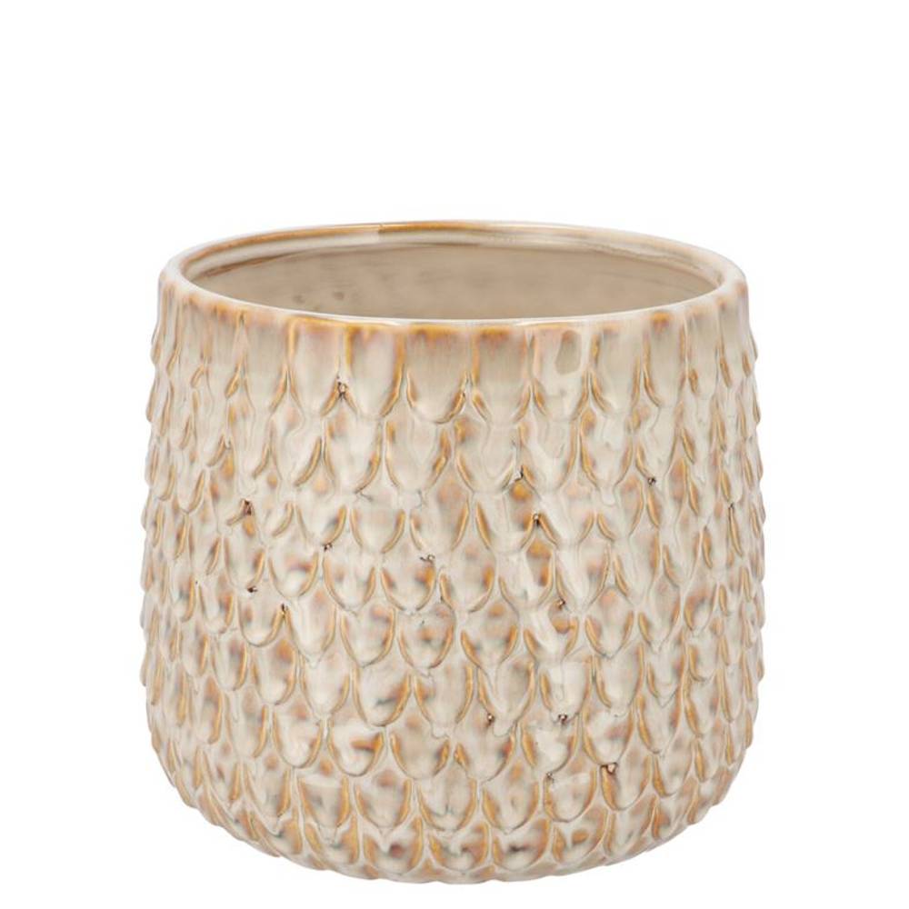 Keramik Übertopf Liv Structure creme 14x14x13cm