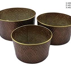 Zink Übertopf Bowl bronze 3/Set D11/12/13cmH18/20/24cm