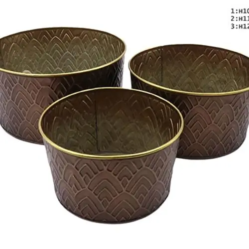 Zink Übertopf Bowl bronze 3/Set D11/12/13cmH18/20/24cm