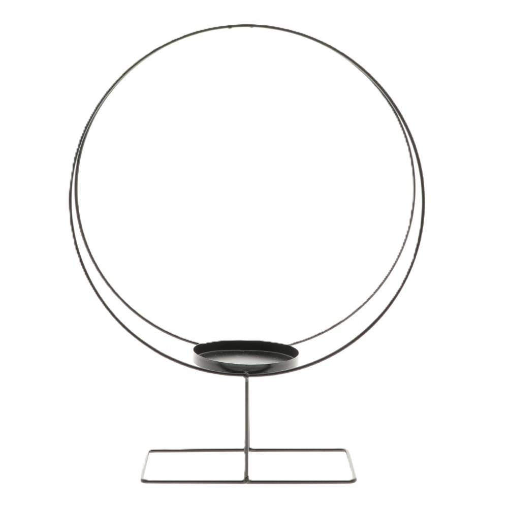 Kerzenhalter Ring Metall schwarz 38x12x50cm