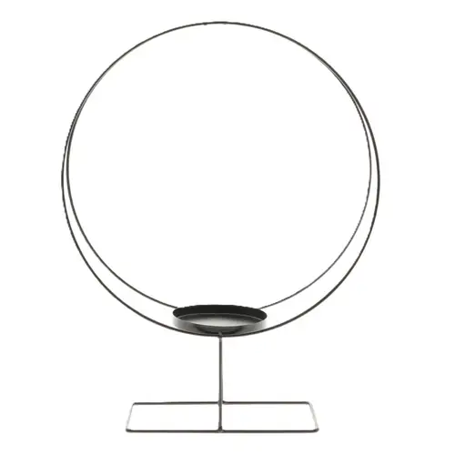 Kerzenhalter Ring Metall schwarz 38x12x50cm