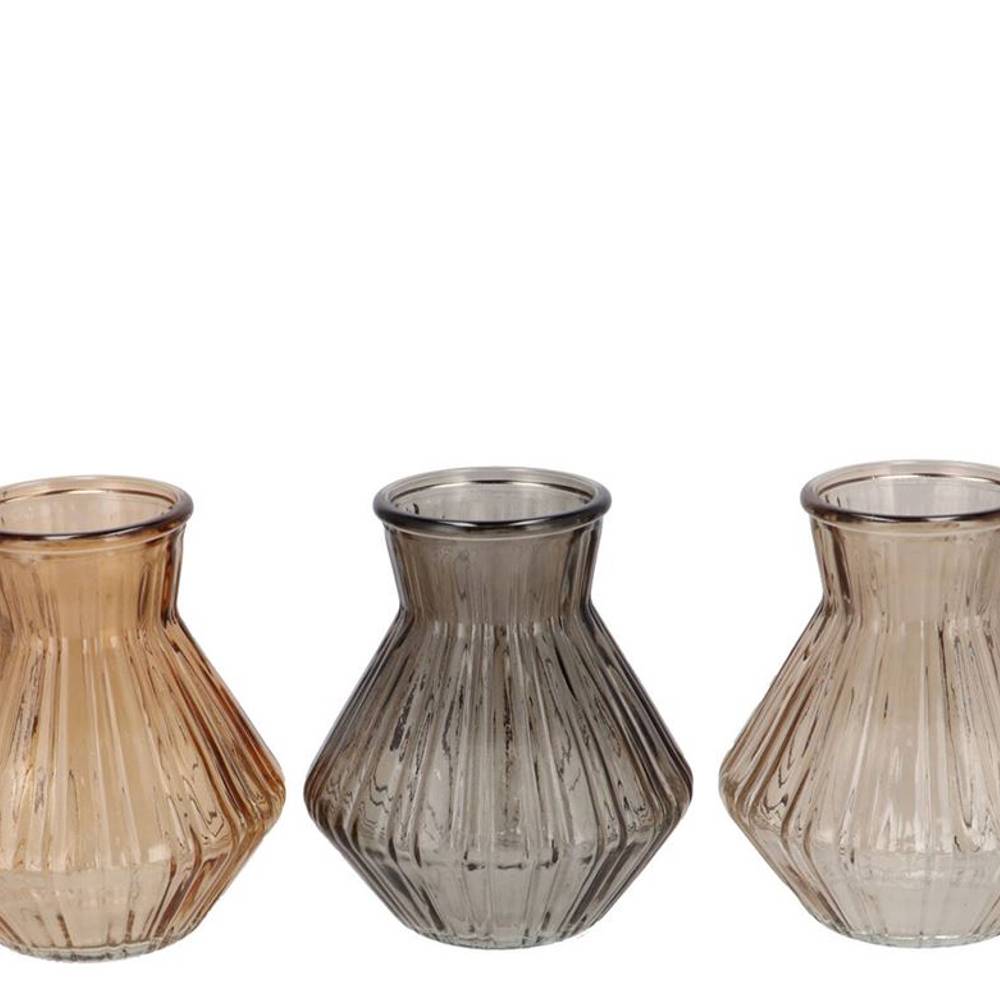 Glas Vase Roman Diamond mix braun D15cm H17cm