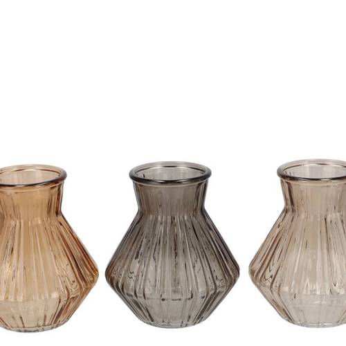 Glas Vase Roman Diamond mix braun D15cm H17cm