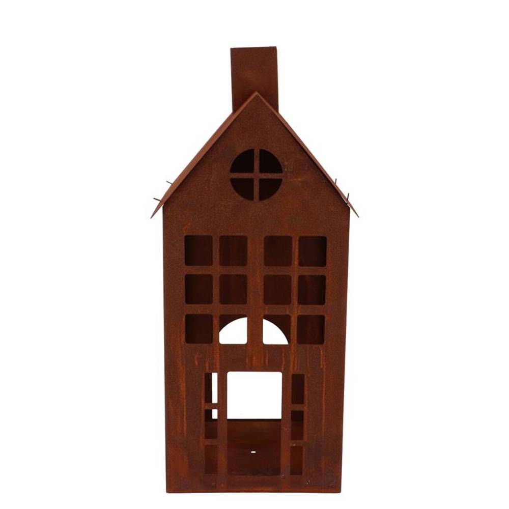Deko Teelichthalter Haus Rost D17cm H38cm