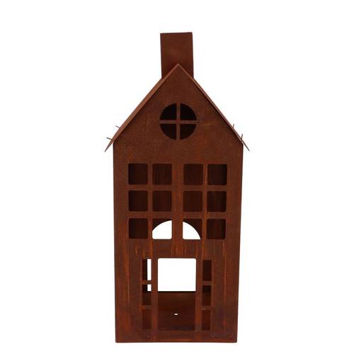 Deko Teelichthalter Haus Rost D17cm H38cm