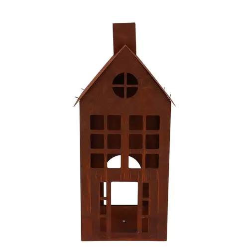 Deko Teelichthalter Haus Rost D17cm H38cm