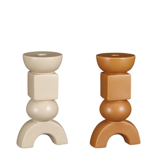 Kerzenständer mix weiss/braun 13x10x17cm