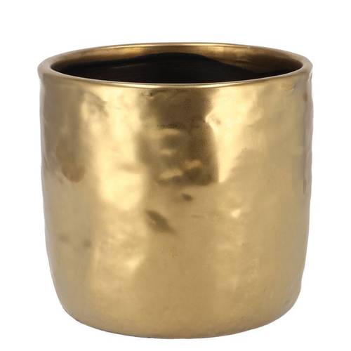 Keramik Übertopf Iron Stone gold D16cm H15cm