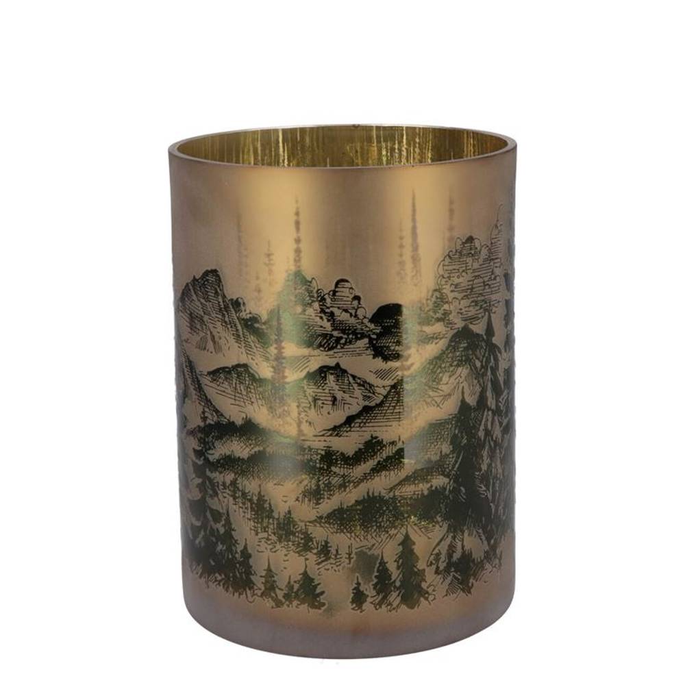 Glas Teelicht Ruby Mountain gold 10×13cm