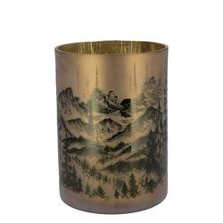 Glas Teelicht Ruby Mountain gold 10×13cm