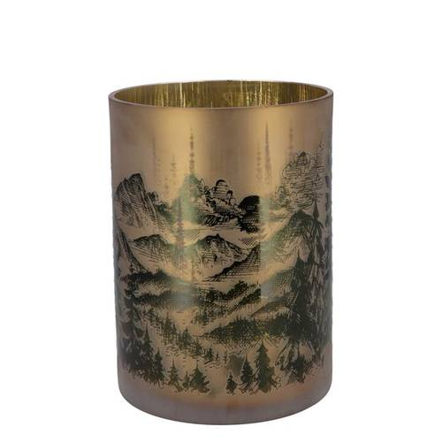 Glas Teelicht Ruby Mountain gold 10×13cm