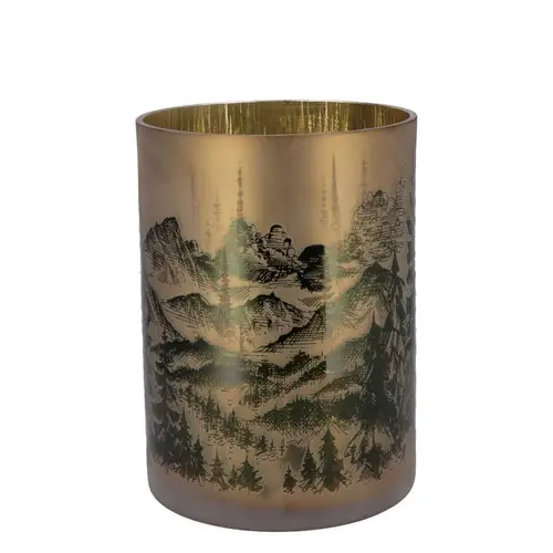 Glas Teelicht Ruby Mountain gold 10×13cm