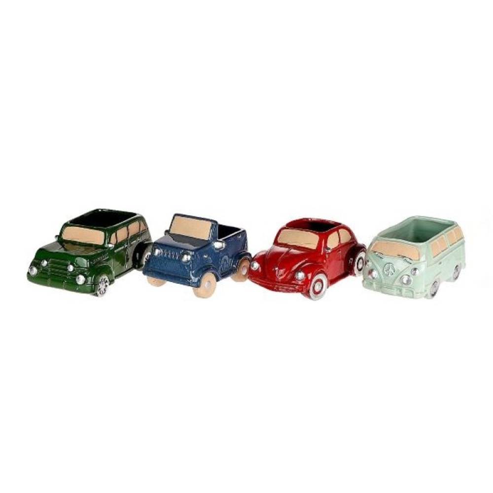 Keramik Übertopf Oldtimer 4/Set 24x14x11cm