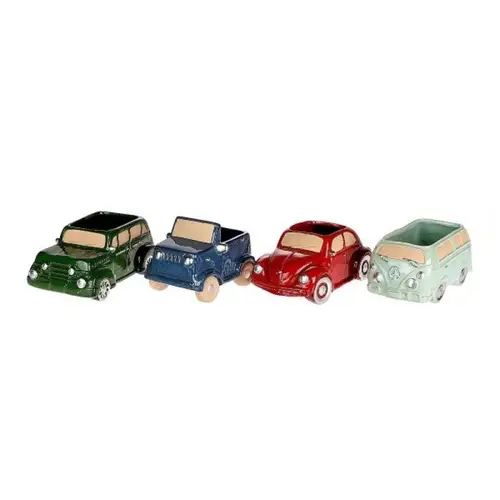 Keramik Übertopf Oldtimer 4/Set 24x14x11cm