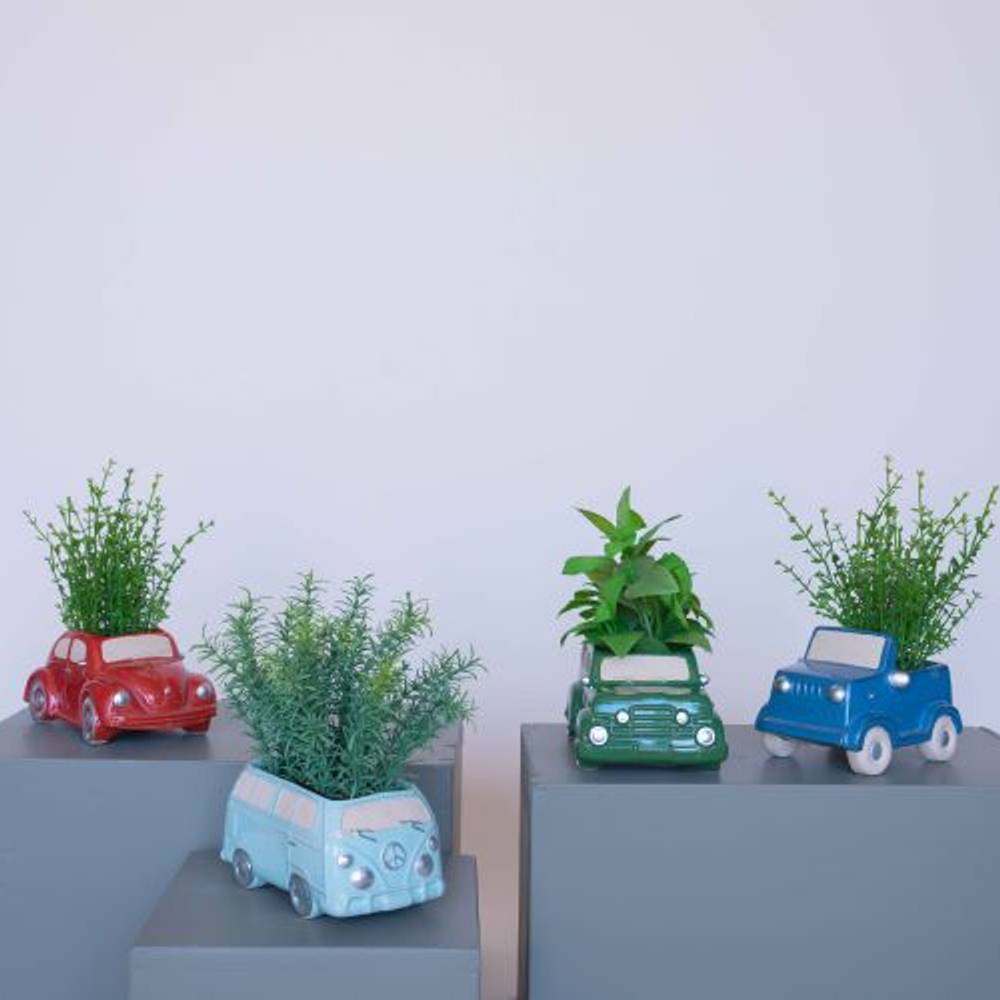 Keramik Übertopf Oldtimer 4/Set 24x14x11cm