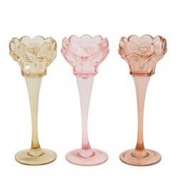 Glas Teelicht Blume mix D08cm H20.5cm