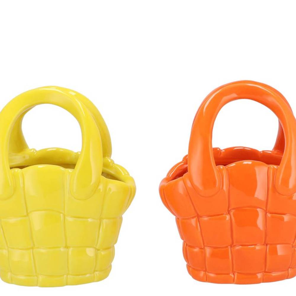 Keramik Vase Happy Tasche orange mix 23x14x26cm