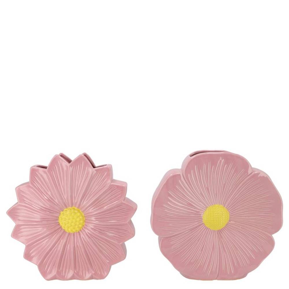 Keramik Vase Daisy Bloom mix rosa/gelb 18x06x18cm