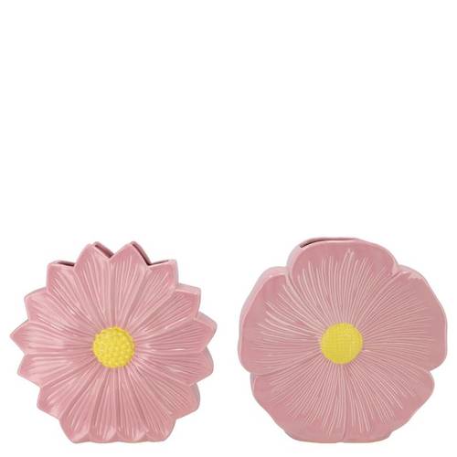 Keramik Vase Daisy Bloom mix rosa/gelb 18x06x18cm