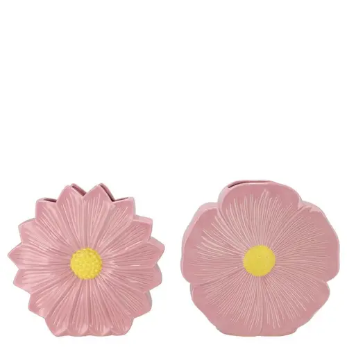 Keramik Vase Daisy Bloom mix rosa/gelb 18x06x18cm
