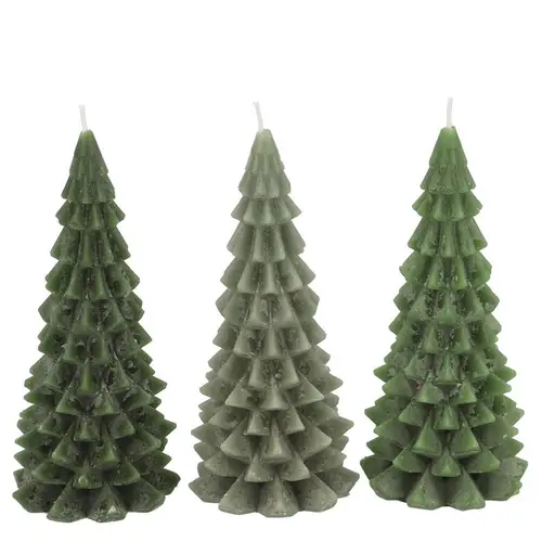 Kerze Baum Frosty mix grün 06x12cm