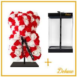 Foam Bär Rosen weiss/rot +Standard 25cm