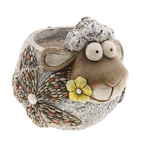 Keramik Übertopf Schafe grau D30cm H24cm