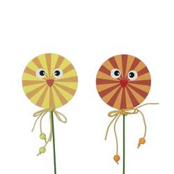 Vogel auf Stab Holz mix Gold L20cm D08cm