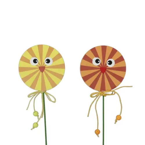 Vogel auf Stab Holz mix Gold L20cm D08cm