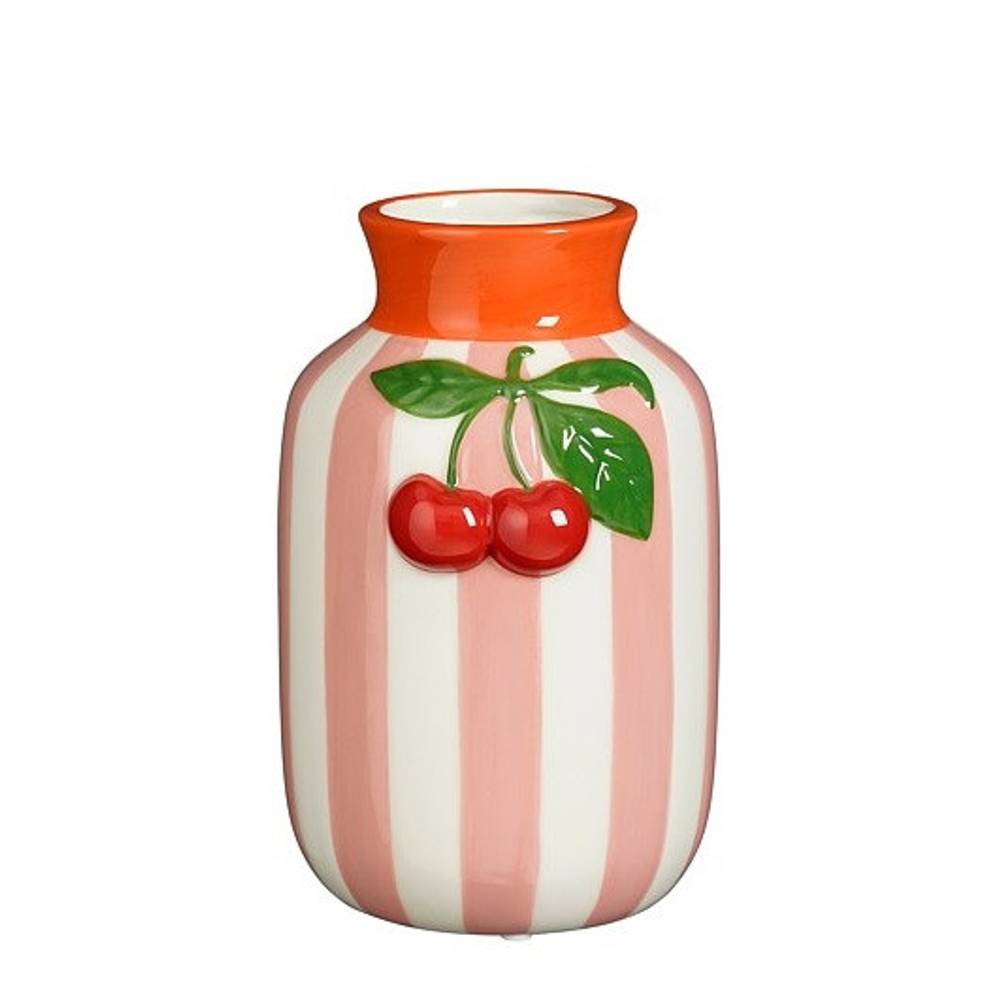 Keramik Vase Cherry rosa 12x11x18cm