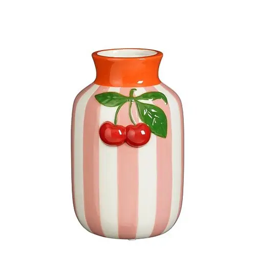 Keramik Vase Cherry rosa 12x11x18cm