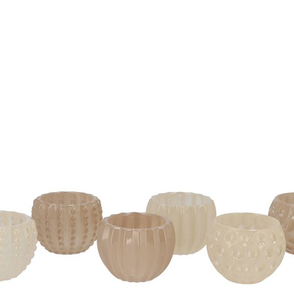 Glas Teelicht Jazz Structure mix creme D08cm H06cm