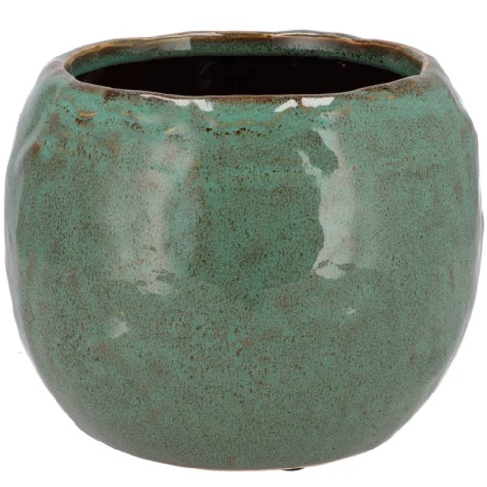 Keramik Übertopf Iron Stone olivgrün 24x24x16cm
