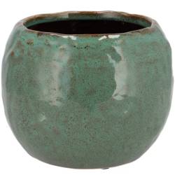 Keramik Übertopf Iron Stone olivgrün 24x24x16cm