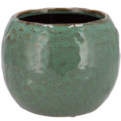 Keramik Übertopf Iron Stone olivgrün 24x24x16cm