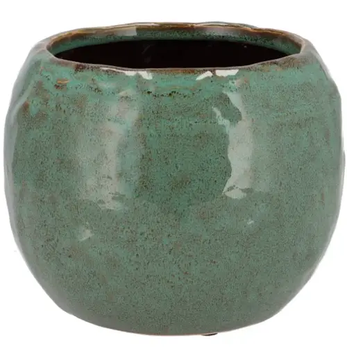Keramik Übertopf Iron Stone olivgrün 24x24x16cm