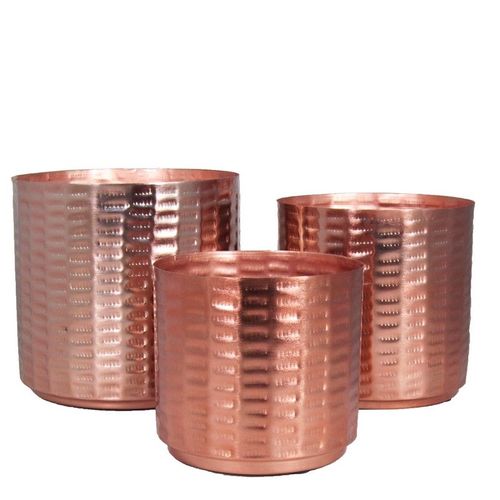Homedeco Patras Übertopf Set von 3 Kupfe 20X20cm