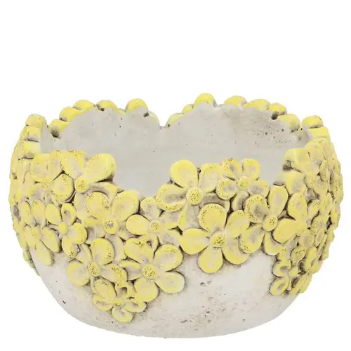 Beton Übertopf Oval Dante Bloom gelb 18x18x10cm