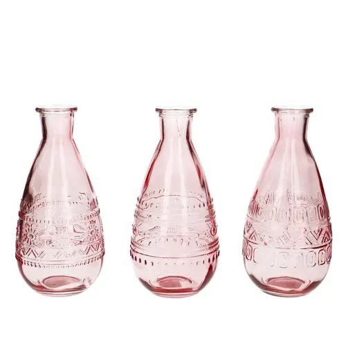 Glas Flasche Rome rosa D08cm H16cm
