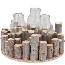 Glas Flasche auf Holz 18x8cm