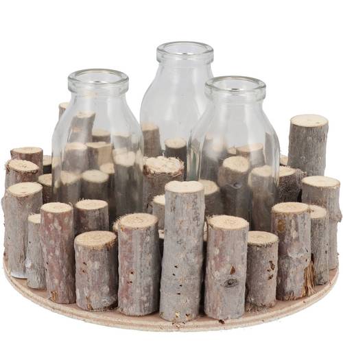 Glas Flasche auf Holz 18x8cm