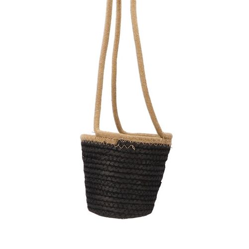 Korb Hang Tripoli schwarz/natur D16cm H15cm