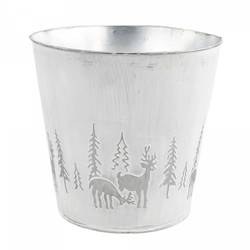 Zink Übertopf X-mas weiss D19.5cm H19cm 