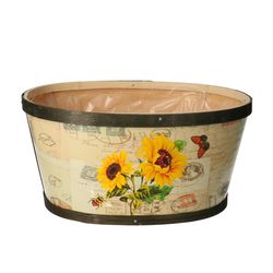 Holz Übertopf Sonnenblume 22x18x11cm